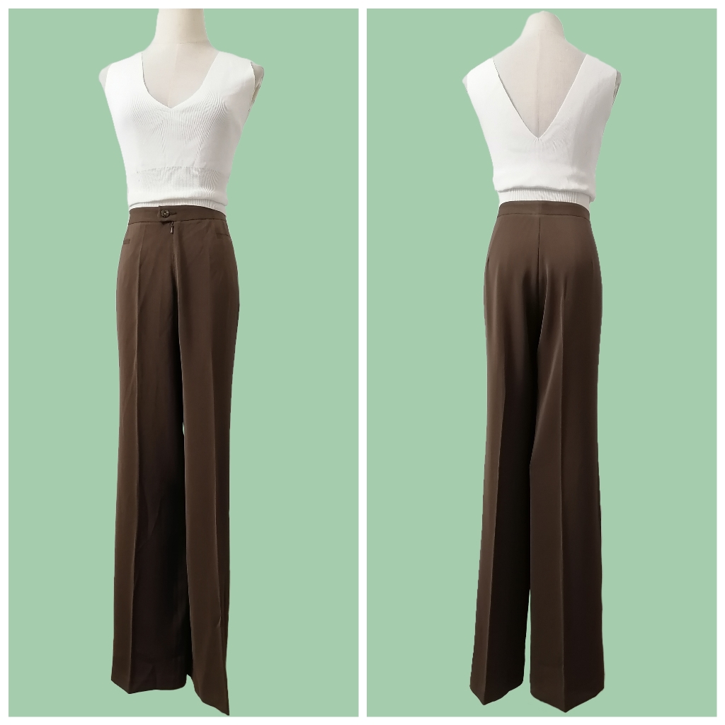 Acetate Invisible Stripes Casual Straight-Leg Trousers